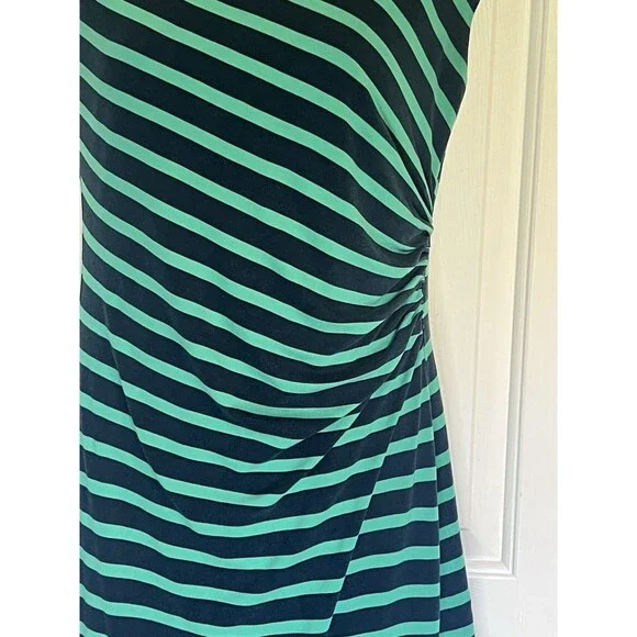 LOFT Striped T-Shirt Dress Size Small Navy Blue Green Horizontal Stripes - Picture 3 of 11